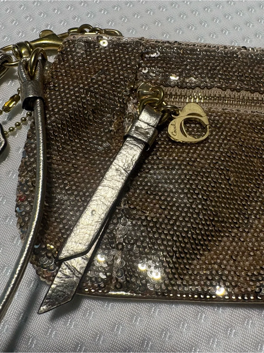 Coach Gold Sequin Wristlet Clutch - Picture 2 of 9